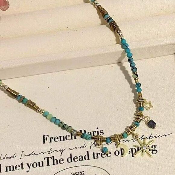 Beaded Celestial Charm Choker Necklace - Picture 2 of 3